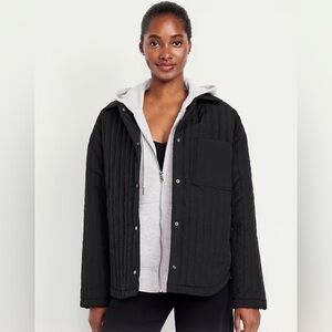 Old Navy Oversized Lightweight Water Resistant Quilted Shirt Jacket Black L
